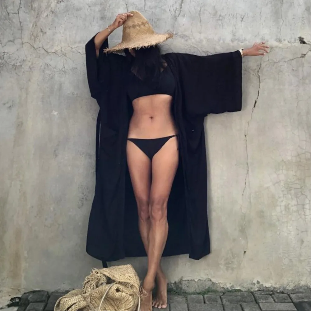 Beach Sun Protection Jacket Spring Summer New Loose Long Cardigan Seaside Vacation Bikini Cover-up Swimsuit Outer Wear For Women