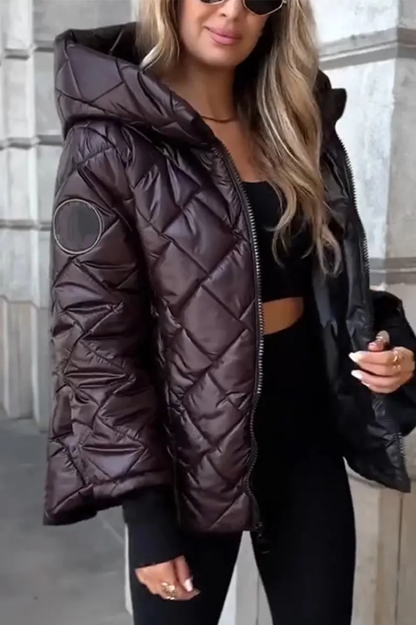 

Хлопковое пальто Lingge 2025 г., элегантная новая модная повседневная женская легкая зимняя куртка, короткая толстовка с капюшоном