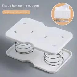 Caja de pañuelos de resorte de alta elasticidad, toallero de papel de plástico creativo, blanco, resortes dobles prácticos, más fáciles