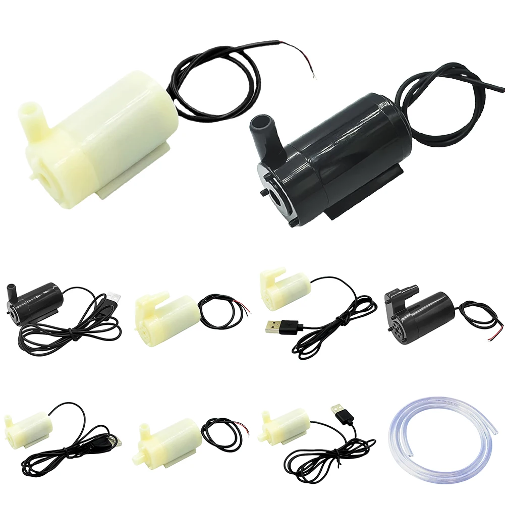 DC 3V 5V Micro Submersible Motor Pump with Flexible Tubing Portable Submersible Water Pump Silent USB for Fish Tank Fountain
