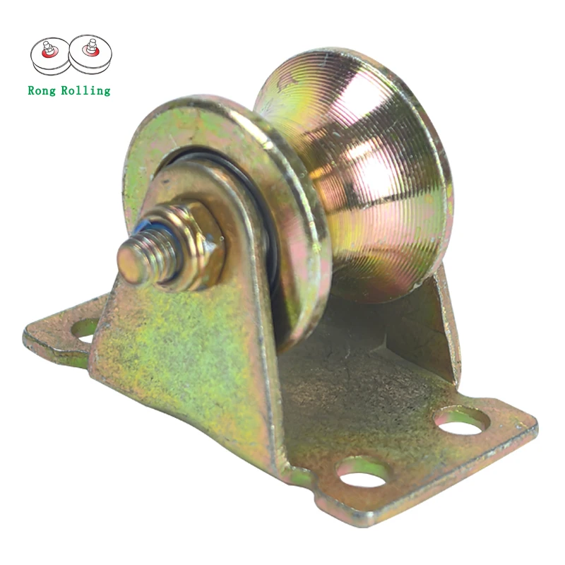 2pcs 1.2 inch Deep U Groove Sliding Gate Roller Wheel Pulley, Double Bearing Surface Galvanized 45 Steel Main Body Iron Bracket