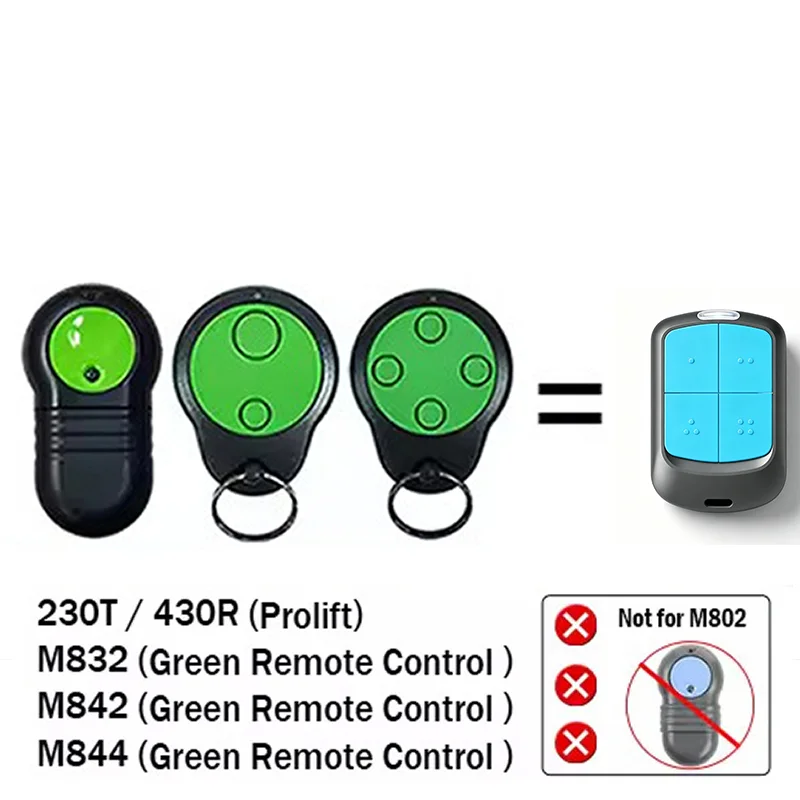 Merlin M842 Remote for Merlin M842 M844 M832 1A6487 Garage Opener / Remote Control 230T 430R ProLift Gate Motor 433MHz