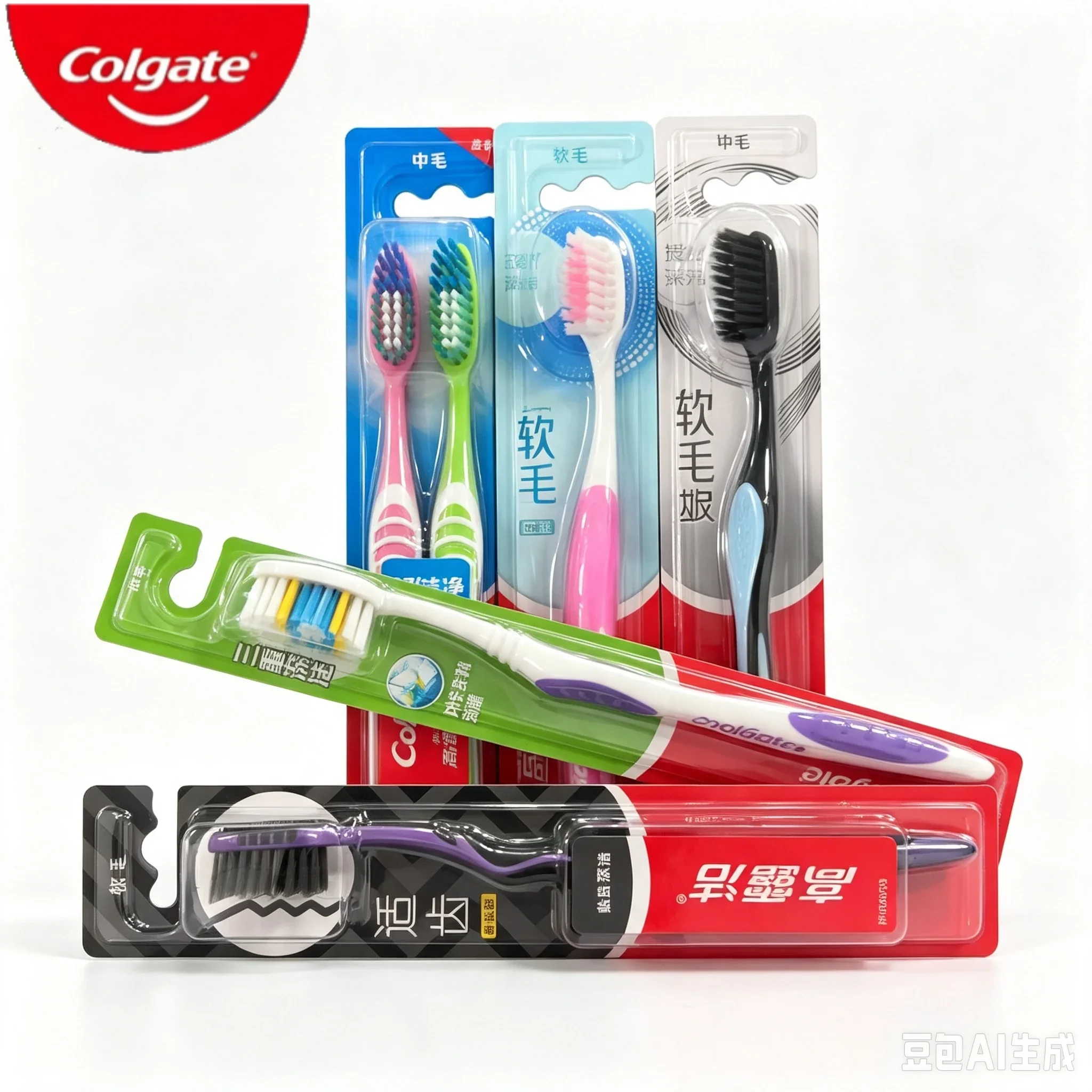 Colgate Disposable Charcoal Toothbrush Soft  & Medium Bristle for Household Travel Mixed Styles Random Pack 2Pcs 7Pcs