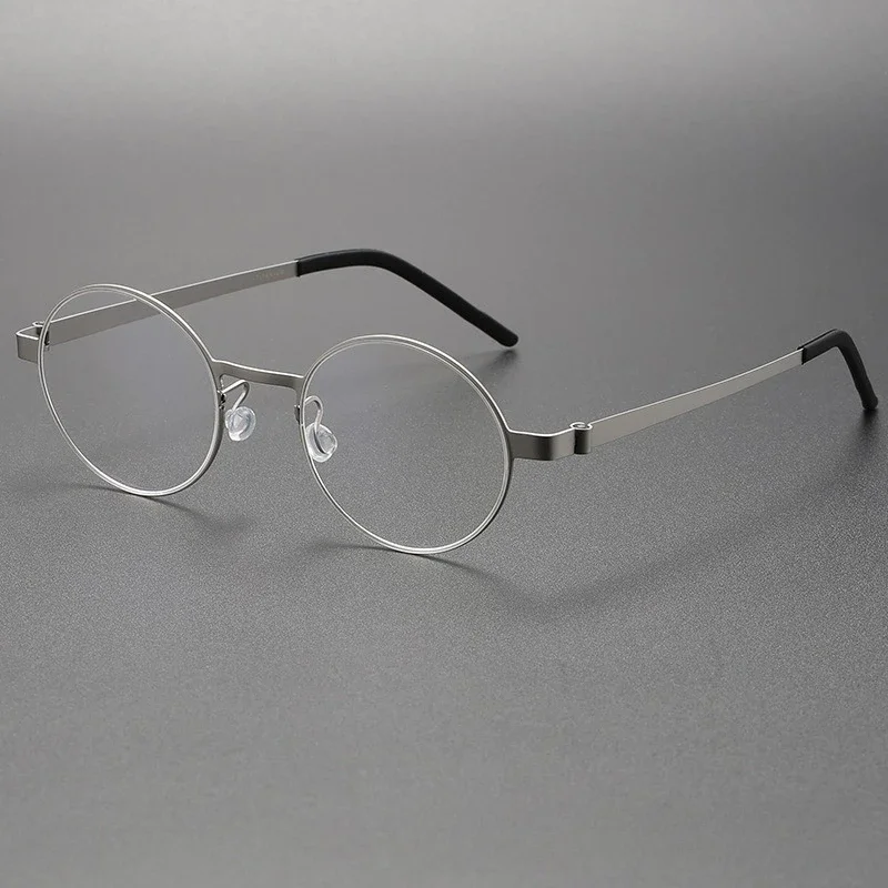 

Lightweight Myopia Glasses Frame 9610 Retro Round Small Handmade for Men No Screw Denmark Designer Myopia Women Titanium Eyewear