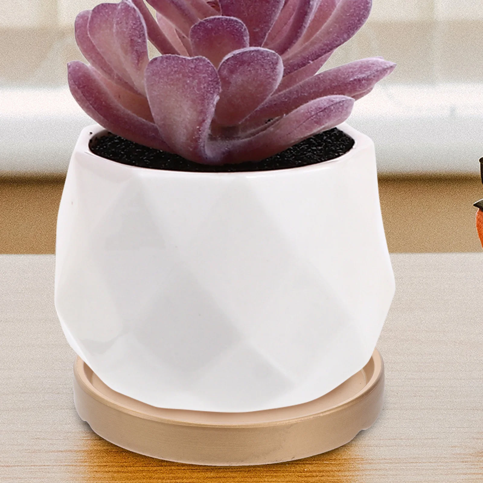 

2Pcs 11.5x11.5x1.5cm Round Pot Tray Premium Material Durable Non-Slip for Garden Balcony Golden Plant Pots Tray