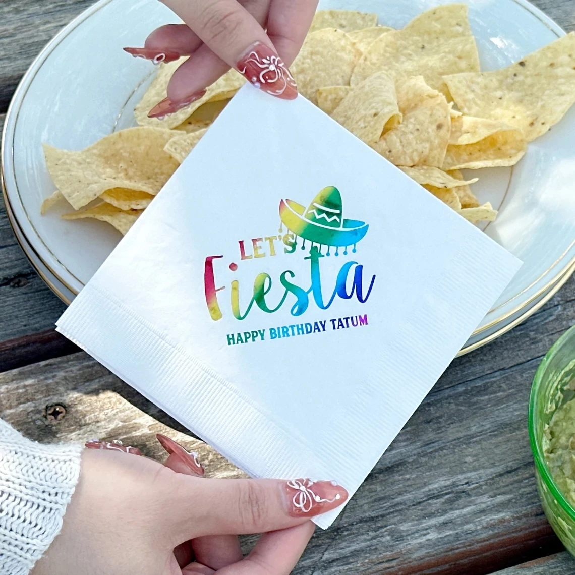 

50pcs Let's Fiesta Party Napkins - Custom Personalized Cocktail Napkin, Taco Party, Birthday, Wedding, Baby Shower, Anniversary,