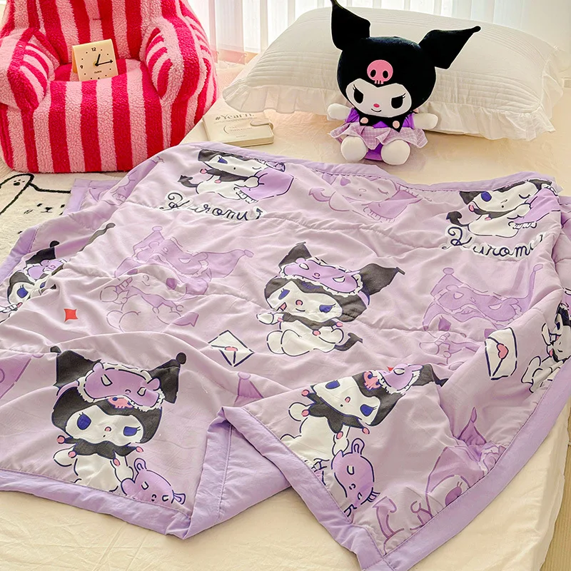 Sanrio Hello Kitty Summer Kids Cool Quilt Kawaii Kuromi Cinnamoroll Home Air Conditioning Quilt Cute Cartoon Cotton Thin Quilt