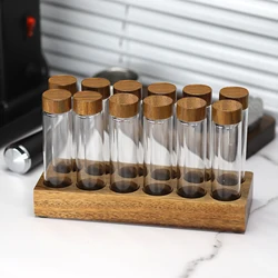 Coffee Beans Storage Container Display Rack Walnut Tea Tube Bottle Glass Espresso Coffee Accessories Tool Barista Coffeware Sets
