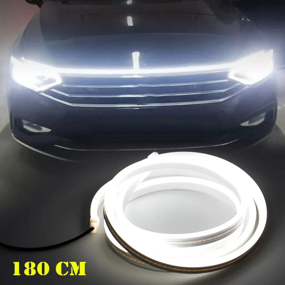 

White 180cm Flexible Car Hood Day Running LED Light Strip Accessories Decor Lamp