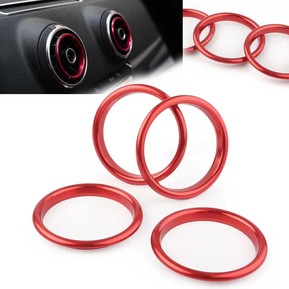 4Pcs/Set Car Interior Dashboard Air Vent Outlet Ring Cover Trim For Audi A3 8V 2012 2013 2014 2015 2016 2017 2018 2019