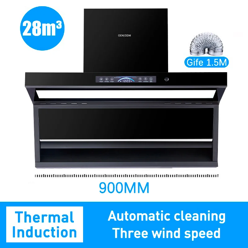 Best New Low Noise Cooker Range Hood Under Cabinet Downdraft 90cm Extractor Kitchen Smart Touch Screen