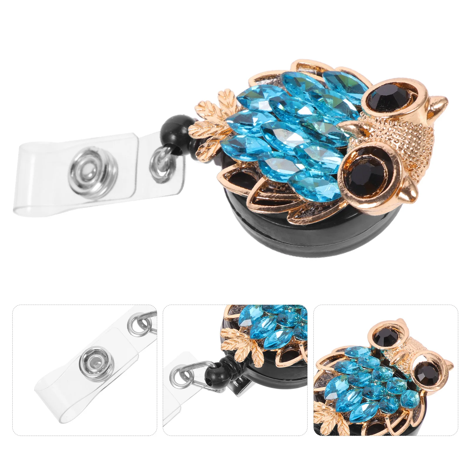 قابل للسحب حامل كليب البومة على شكل مشبك لبطاقة الهوية اسم العلامة العمل المدرسة الأحداث تلسكوبي شارة كليب شارة الزخرفية #5