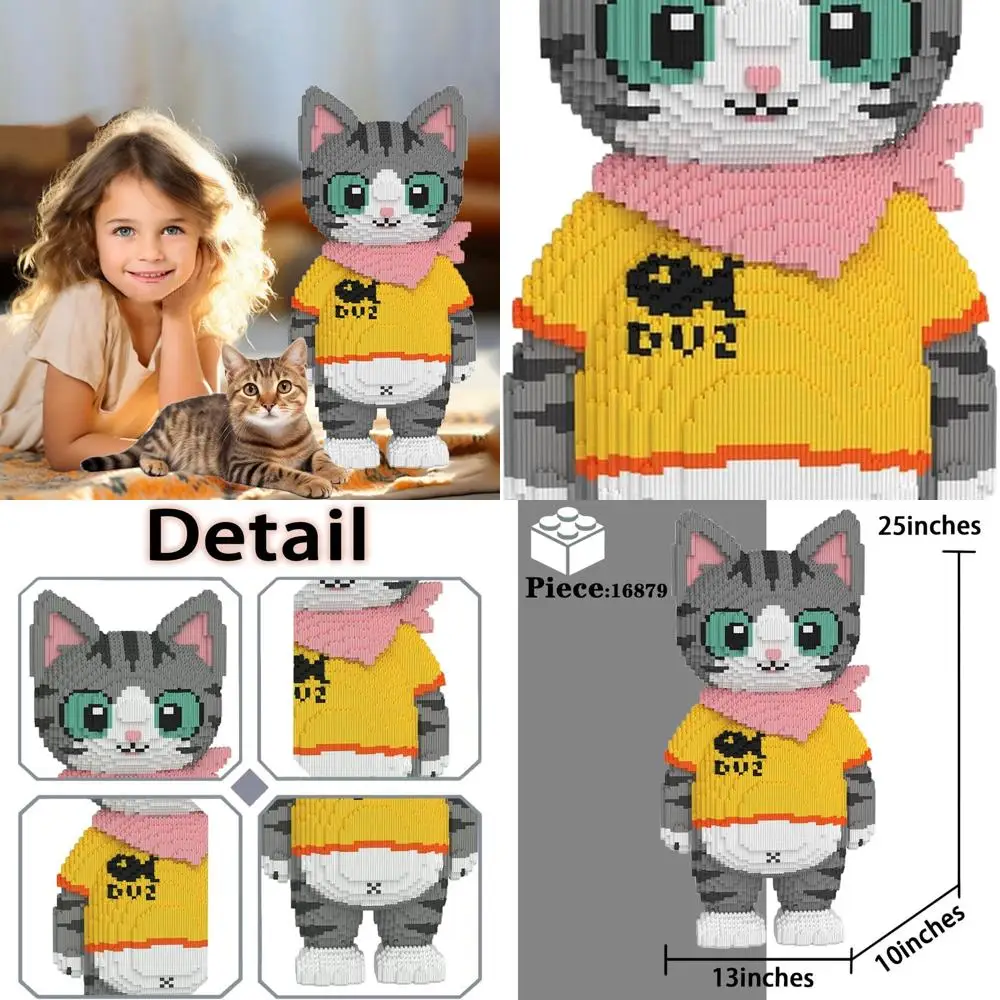 

16879-Piece Tuxedo Cat Micro Blocks Set: Perfect Building Toy for Cat Enthusiasts Ages 8+