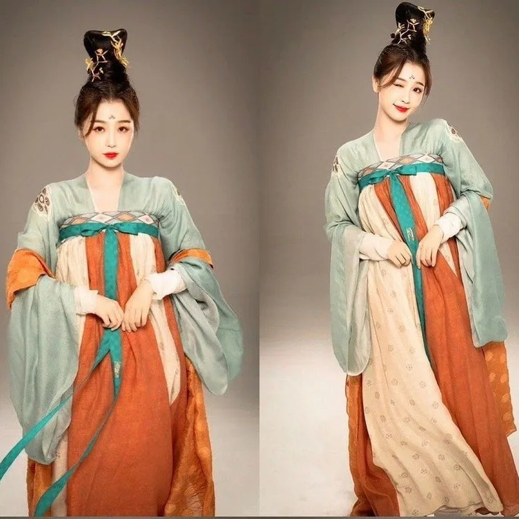 Hanfu original Hantang light textile Hanfu Women's chest-length blouse and ancient costume dress fairy dress ancient style set