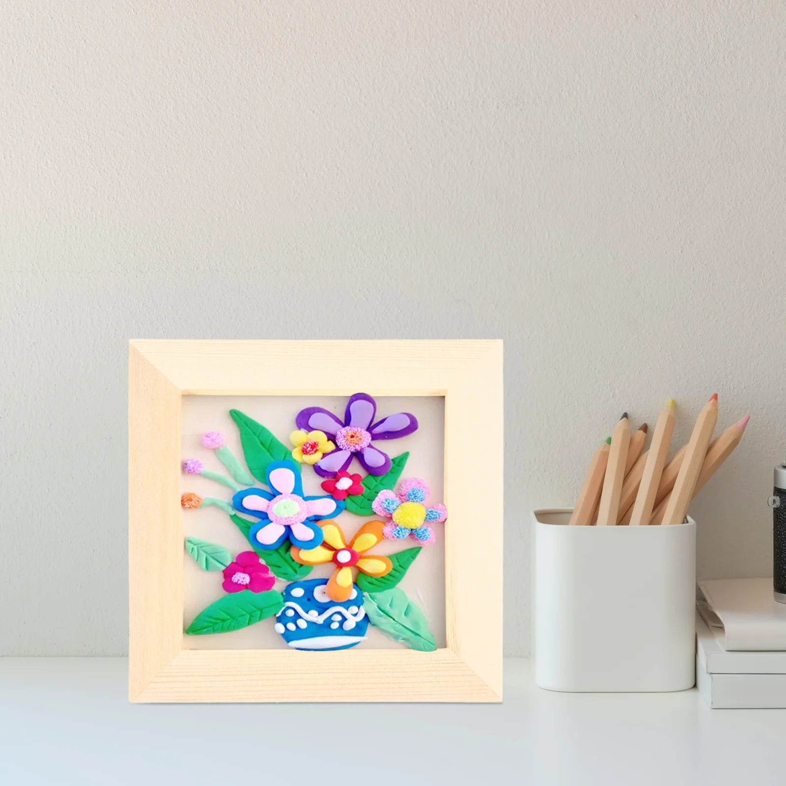 

6pcs Wooden Photo Frames 3D Diy Painting Frame Kids Clay Picture Holder Decorative Home Wall Art Craft Wood Mount Art Supplies