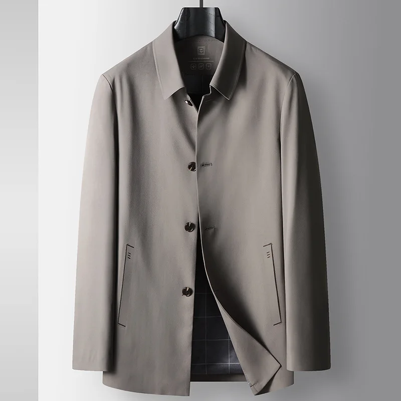 

Man Coat Spring Autumn Thin Single-breasted Long Sleeve Male Jacket Busines Casual Turn Down Collar Breathable Men Outerwear