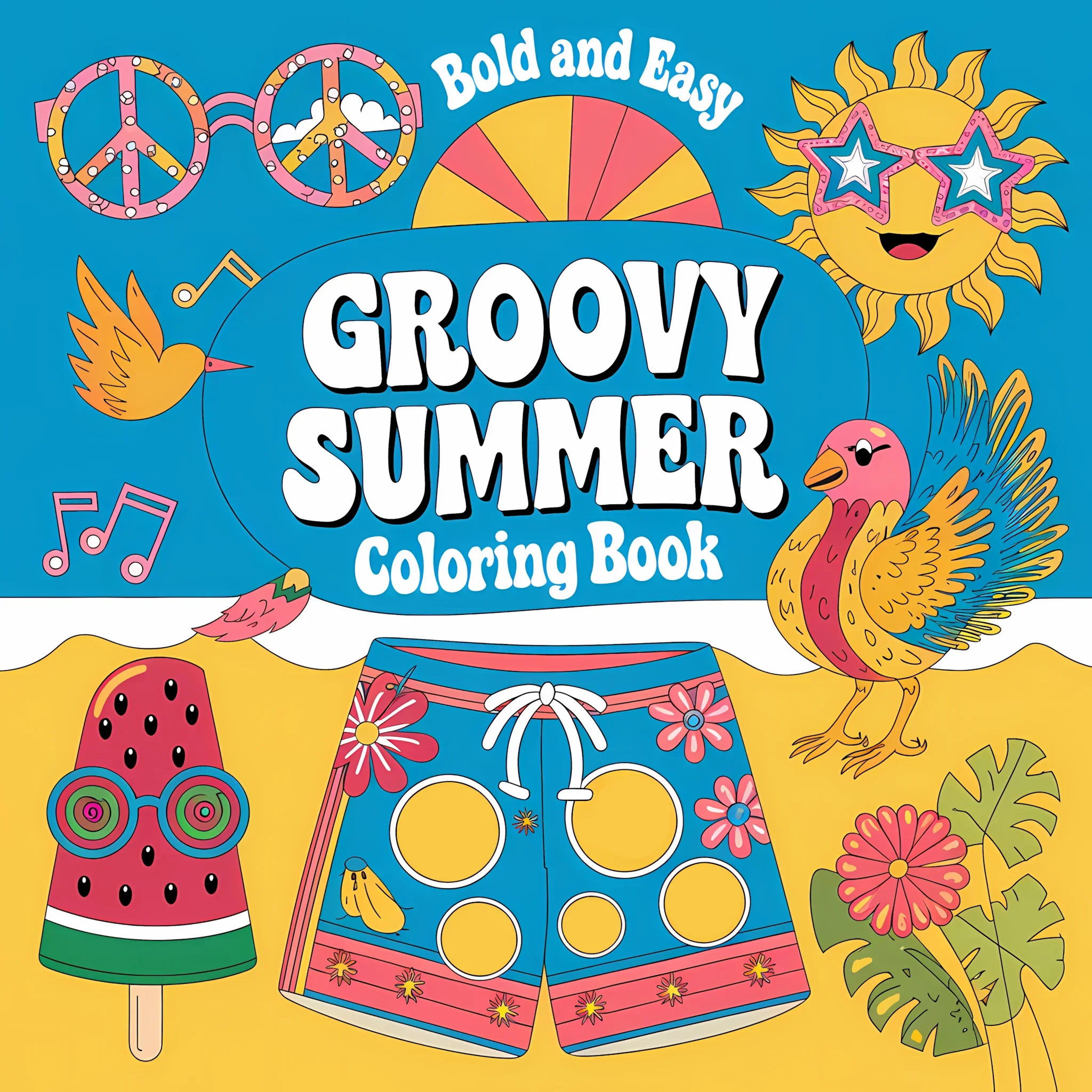 

Книга-раскраска Groovy Summer для взрослых, подарок на день рождения, принадлежности для школы, милая книга для рисования для взрослых