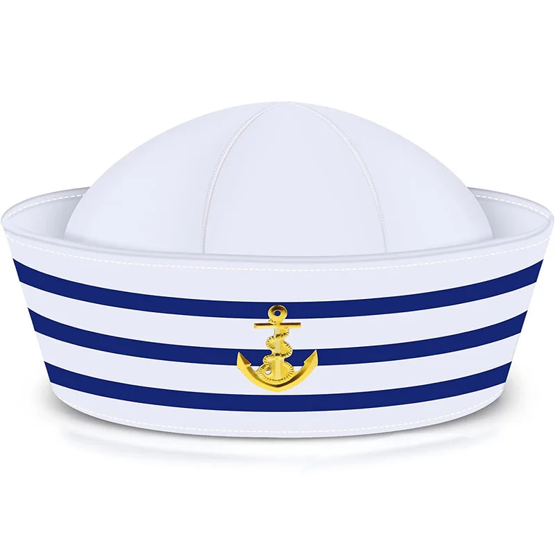 SSKHE Pack De 4 Accesorios De Disfraz De Capitán Y Marinero – 2 Sombreros Y 2 Bufandas A Rayas Azul Marino – Gorra De Yate Y Pañuelo De Seda – Ideal Para Fiestas Temáticas, Halloween Y Cruceros