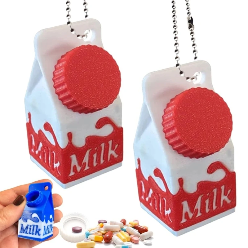 

0XXD Creative Milk Carton Keychain Portable Storage Case Organizers Holder Waterproof