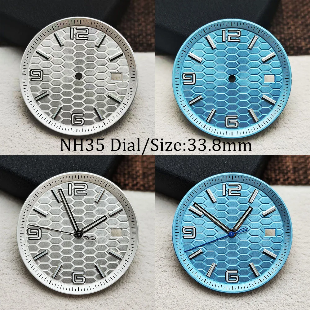 

NH35 dial blue illuminated dial 33.8mm dial custom logo road shaped dial men's watch suitable for NH35 movement watch accessorie