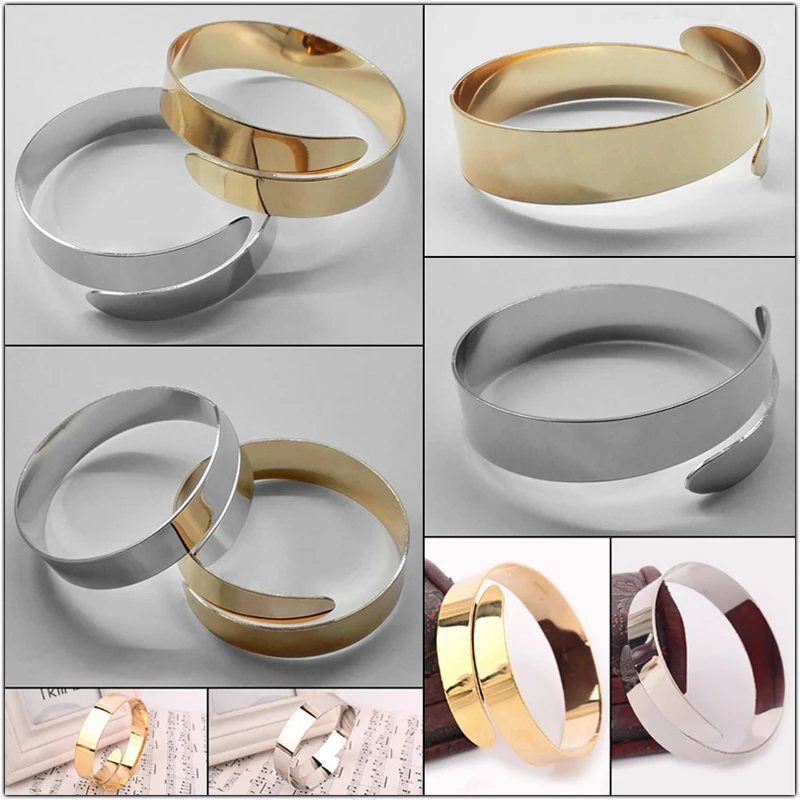 

Fashion Adjustable Arm Bracelets Men Ornaments Simple Smooth Surface Big Armlet Bracelet Open Cuff Arm Bangles Women Accessories