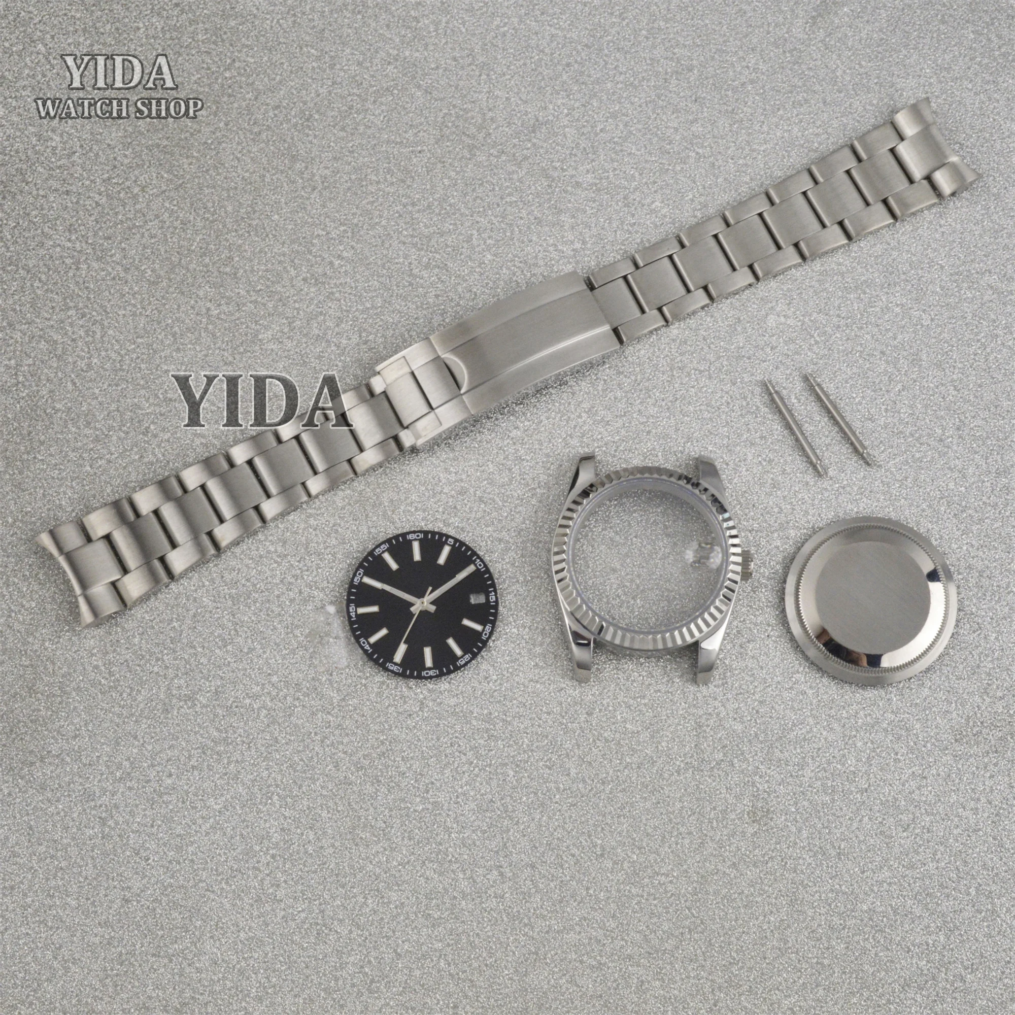 

NH35 Case Dial Hands 36/39mm Silver 316L Stainless Steel Strap Sapphire Glass For NH36 Movement Datejust Mechancial Accessories