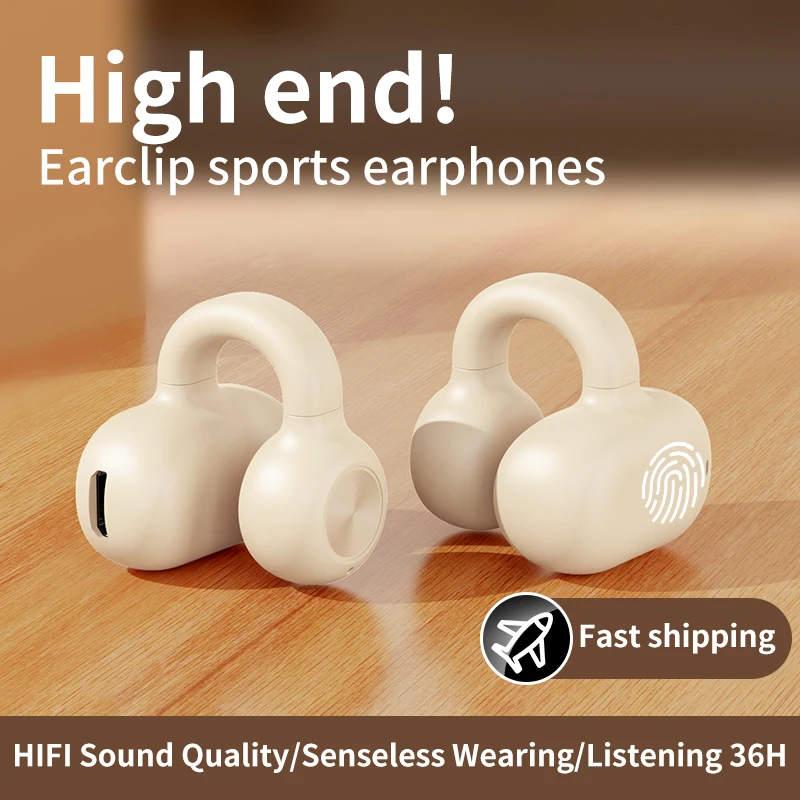 Z28 Wireless Earphones V5.3 Non In Ear OWS Ear Clip Touch Open Single Ear Universal Sports Bluetooth Earphones