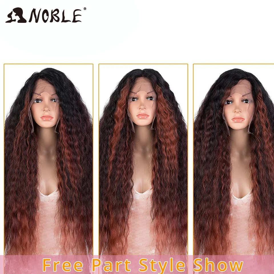 Noble 13x7 Lace Front Wig Synthetic 30 inch Long Curly ombre blonde Wigs For Women Ombre Lace Front Wig Synthetic Lace Front Wig