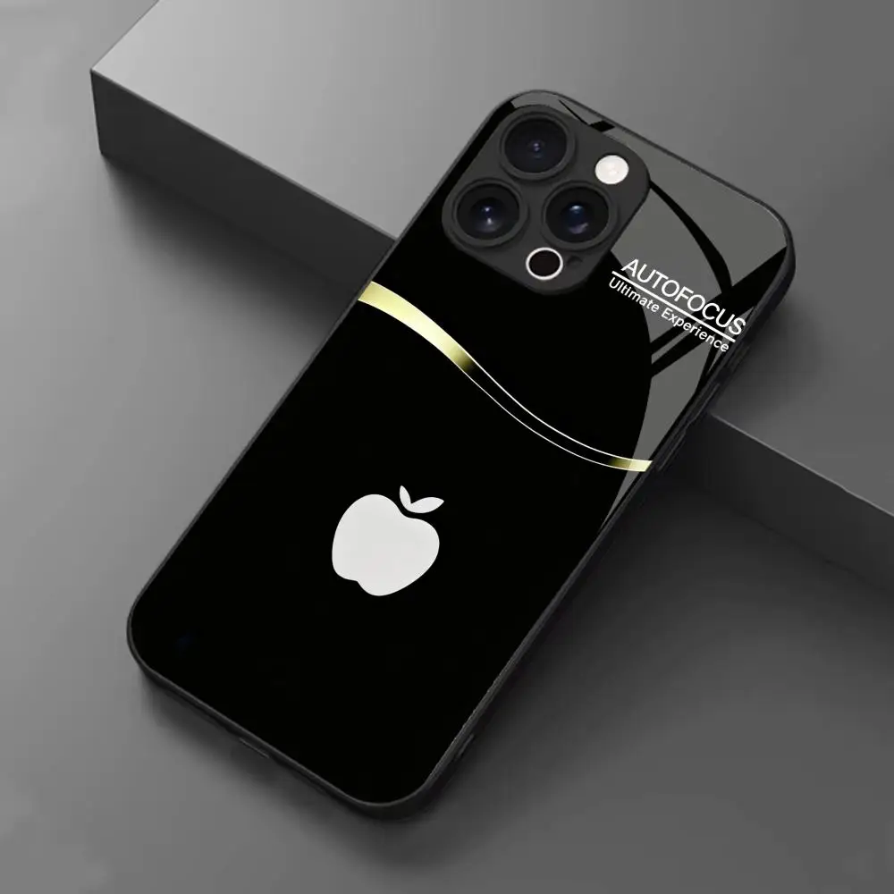 Black tempered glass phone case suitable for iPhone 18 17 16 15 14 13 12 11 Pro/Max/Plus anti drop and shockproof back cover