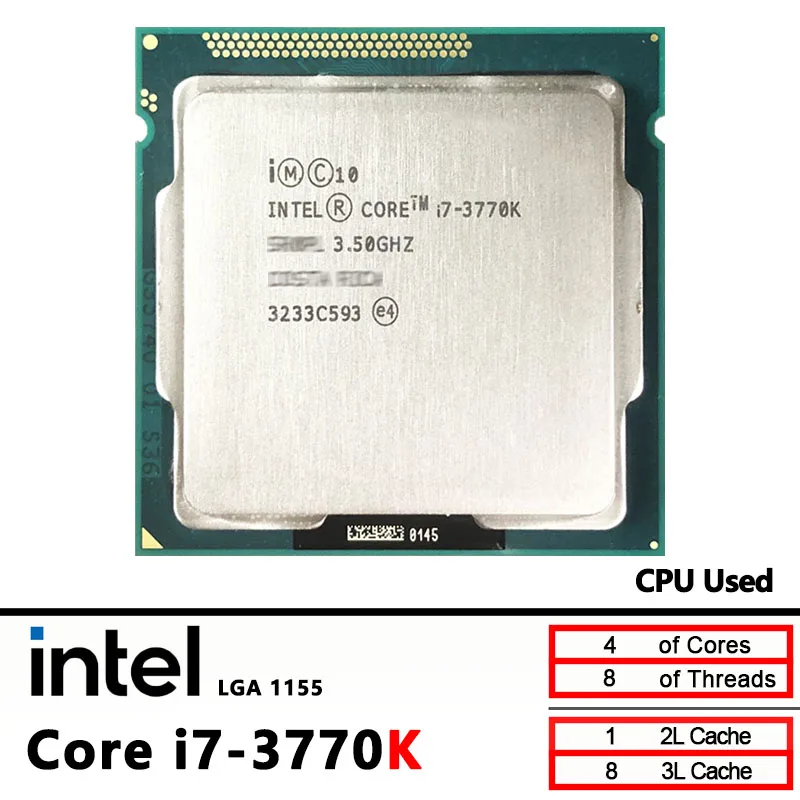 

Intel Core Used i7 3770K i7-3770K 3.5 GHz 8M 77W CPU processor LGA 1155