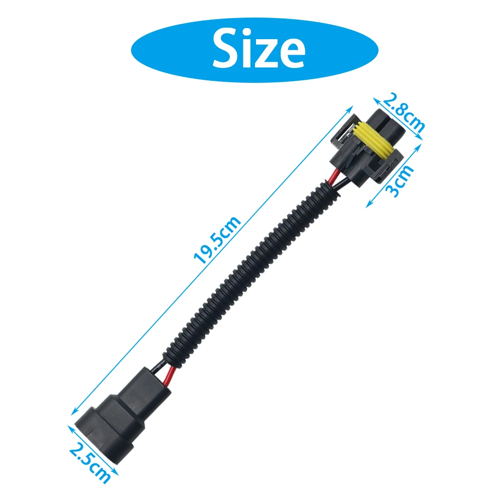와이어링 하네스 헤드라이트 안개등 플러그, 2x9005 HB3 9006 HB4 에서 H11 변환 커넥터, 2.5mm, 좋은 품질의 케이블 소켓 어댑터