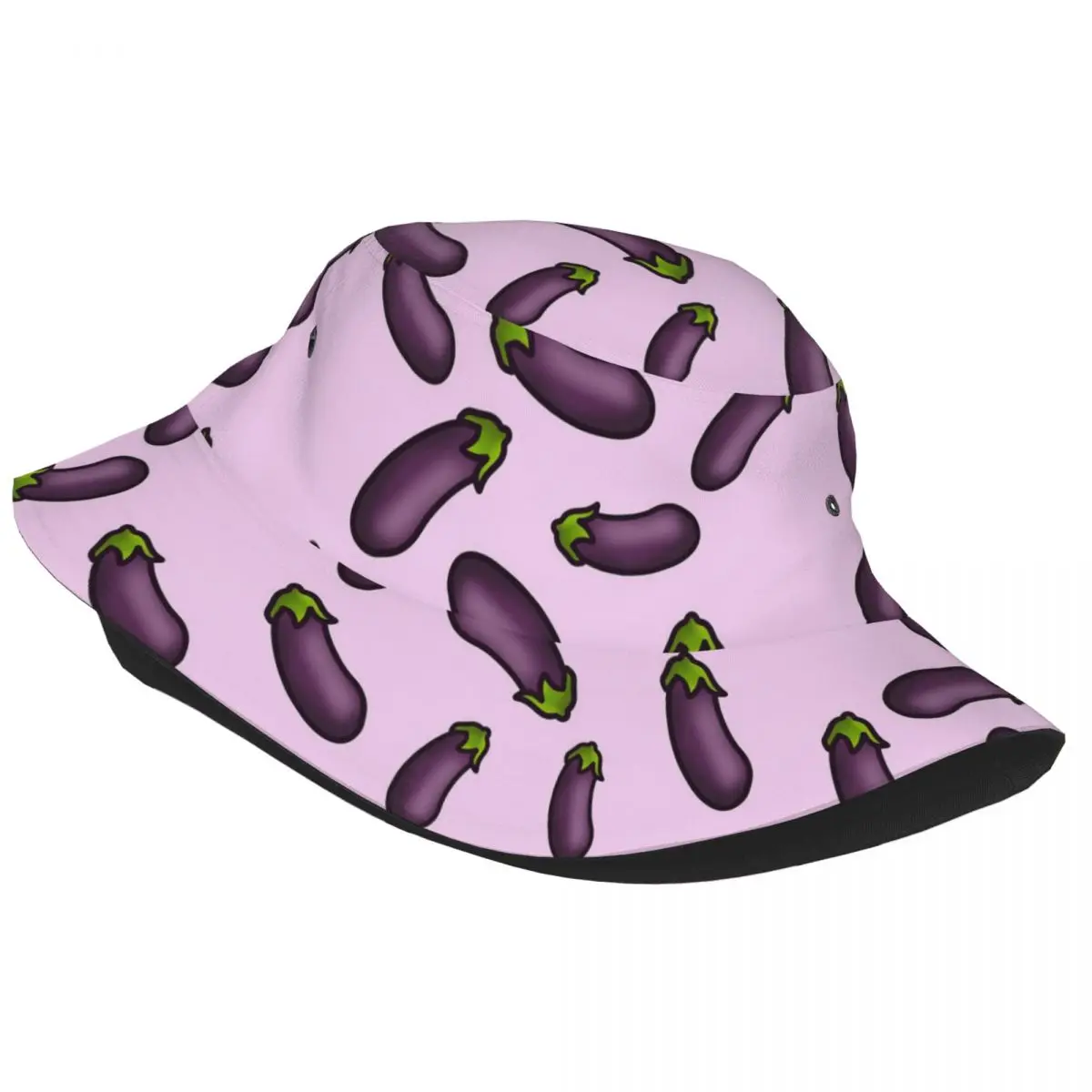 Cute Eggplant Bucket Hat Kawaii Food Trendy Fisherman Hats For Men Women Breathable Fishing Caps Hawaii Design Sunscreen Hats