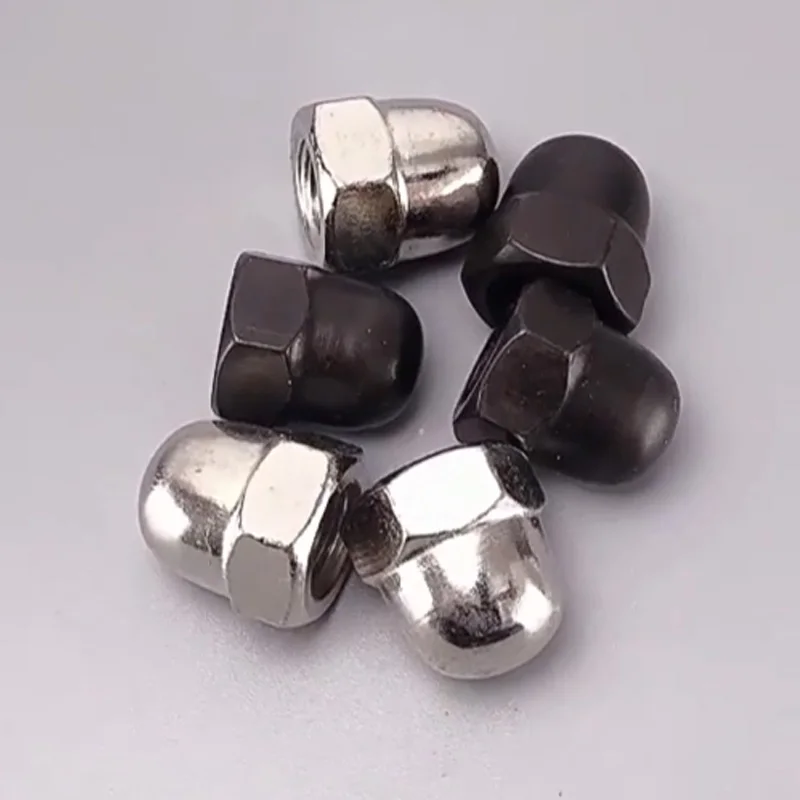 2/5/10/20/30pcs M3 M4 M5 M6 M8 M10 M12 Acorn Dome Hex Cap Nuts Grade 4.8 Carbon Steel Nickel Plated Black Decorative Nuts