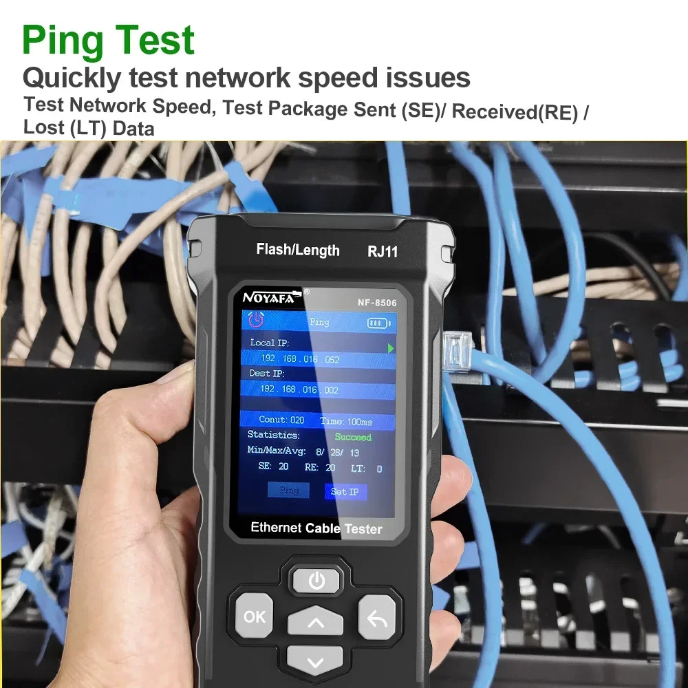 Network Cable Detector Advanced Network Cable Tester with Color Screen Multifunctional Ncv Poe Ping Ip Scan for Network