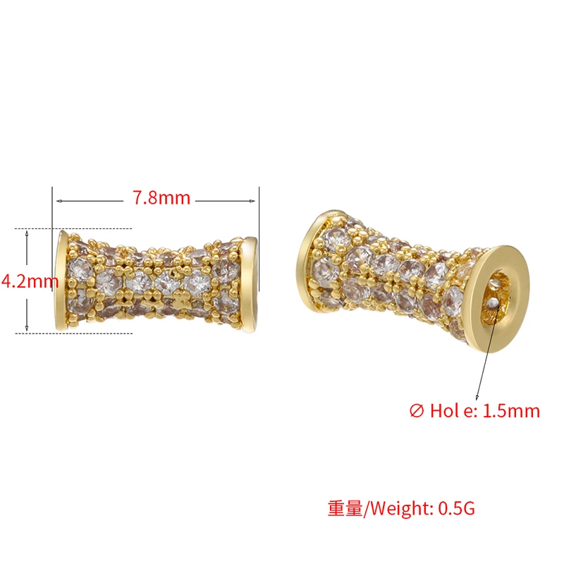 ZHUKOU beads for jewelry making small waist shape jewelry making beads shiny zircon bead for bracelets Jewelry Accessories VZ290