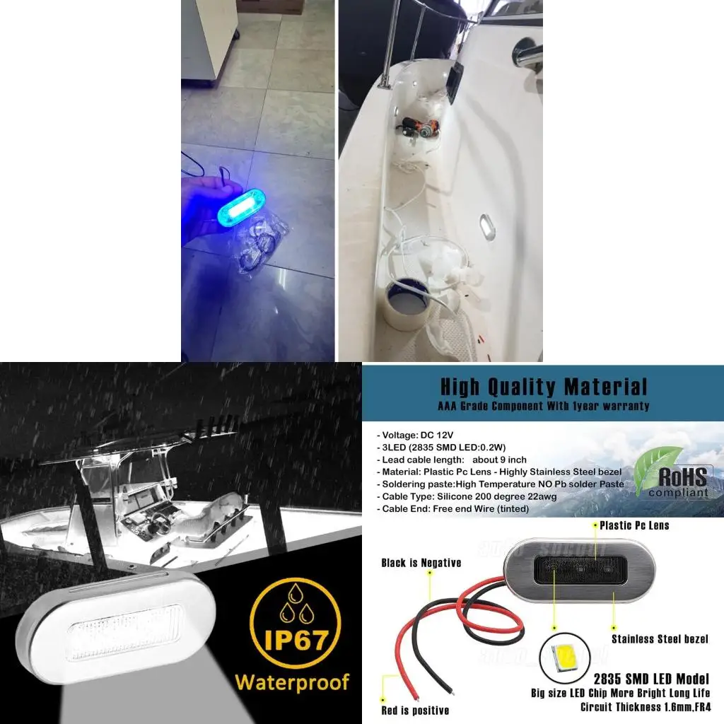 

Грузовик Лодка Морская лестница 3-светодиодный боковой фонарь Лампа-индикатор Указатель поворота Освещение задних фонарей 4 шт.