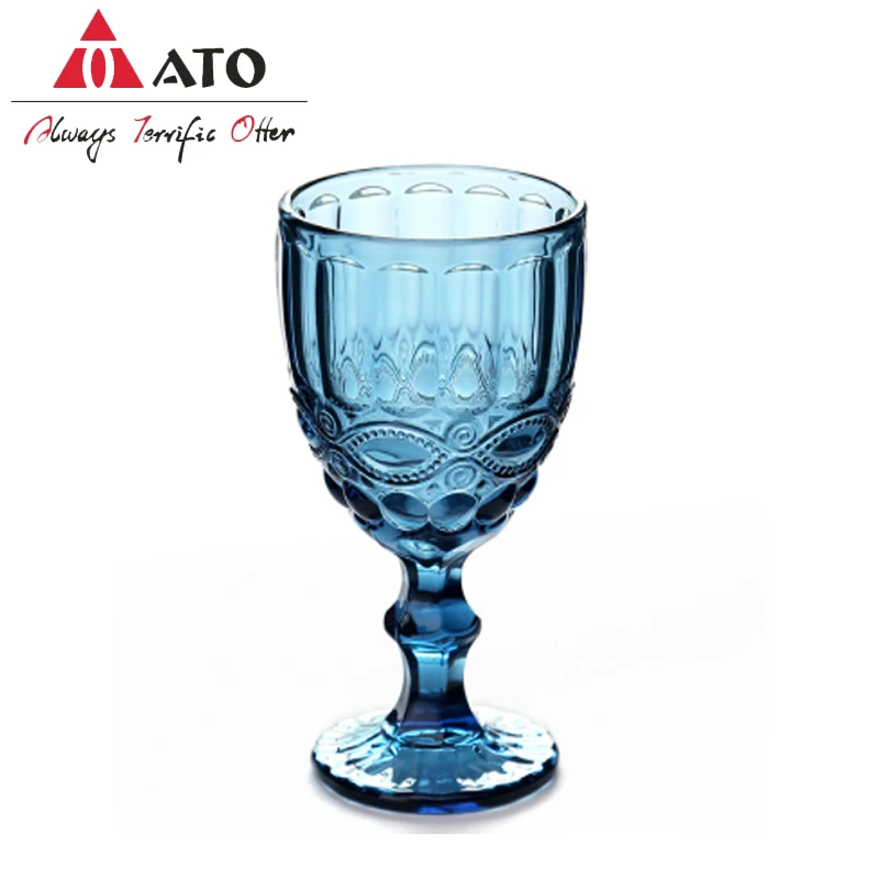 

300ml Engraving Embossment Juice Drinking Glasses Assorted Goblet Vintage Relief Red Wine Cup