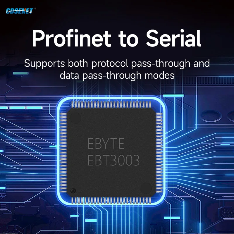 Industrial Communication Profinet Chip to Modbus EBT3003 Master/UART Pass-Through/Modbus Slave/Serial Port IO Functions