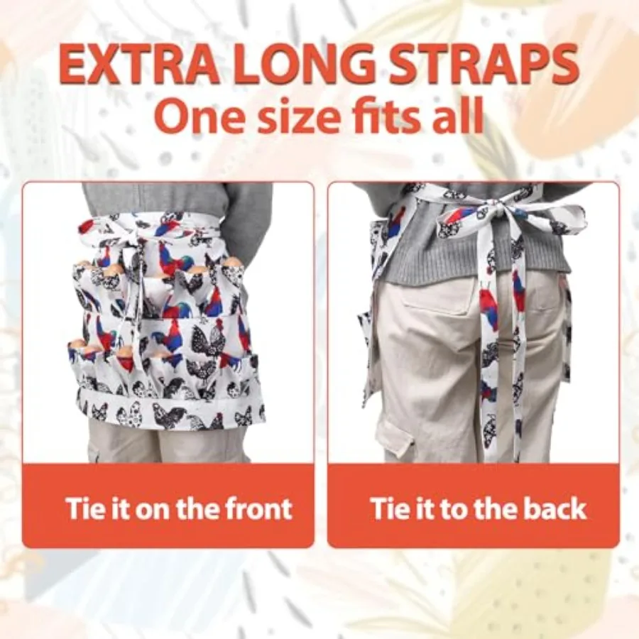 Grembiule e cestino per la raccolta delle uova Grembiule per pollo con 12 tasche profonde e 7 cestini con tasche profonde