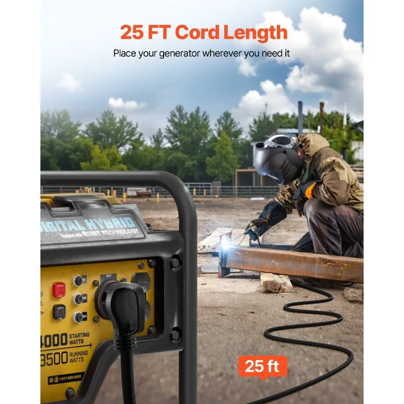 30A مولد تمديد الحبل 25 قدم 250 فولت NEMA 6-50P إلى 6-50R 7500 واط كابل الطاقة #5