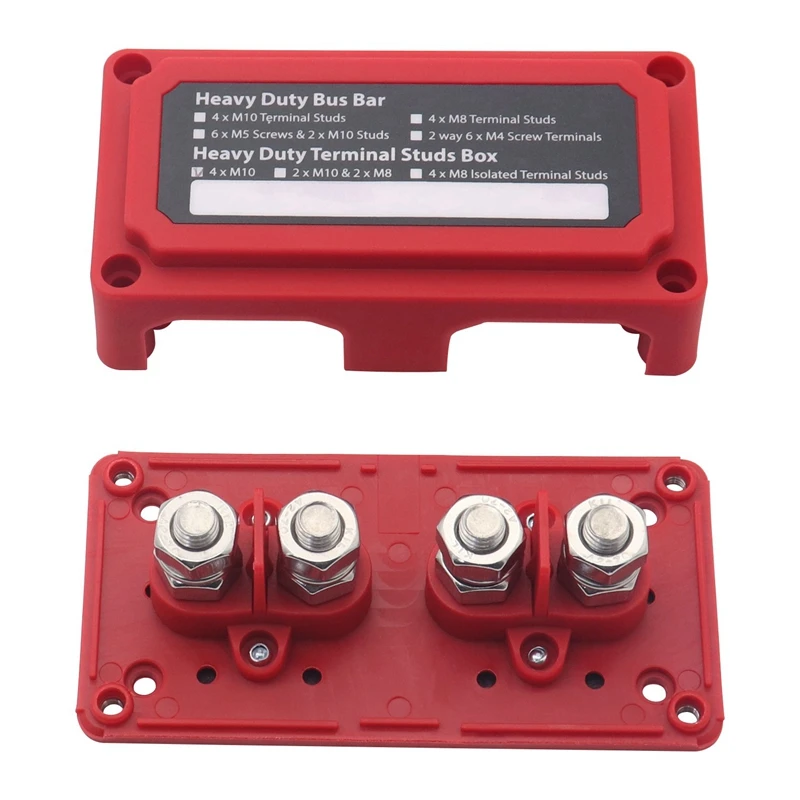 200A Bus Bar Stud Distribution Block Busbar Box With 4 X M10 (3/8Inch) Terminal Studs For Car RV Boat