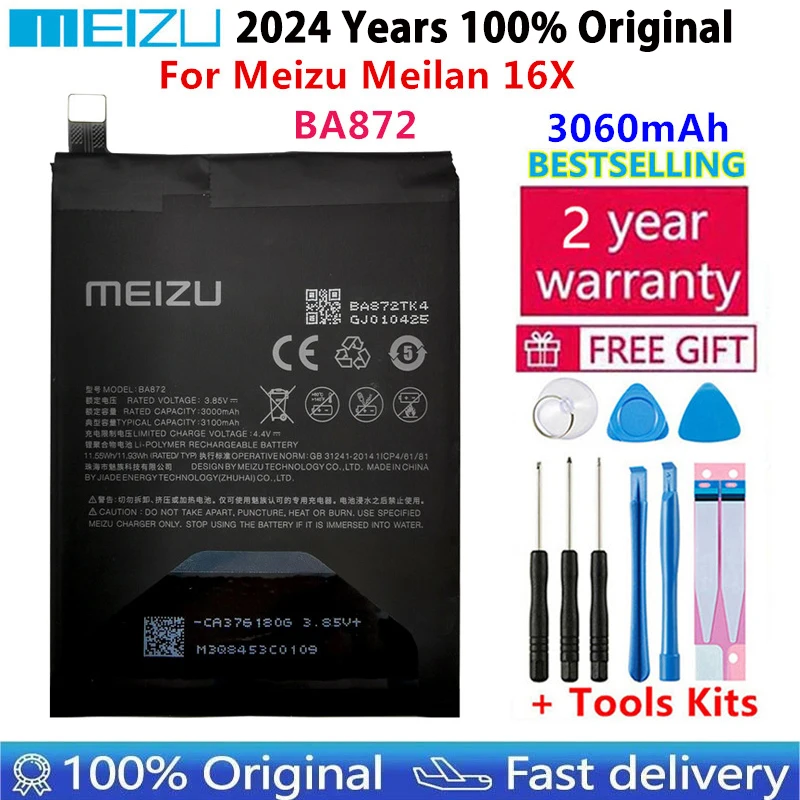 Meizu 100% Original 3060mAh BA872 Battery For Meizu Meilan 16X Phone Latest Production High Quality Batteries Bateria+ Tools