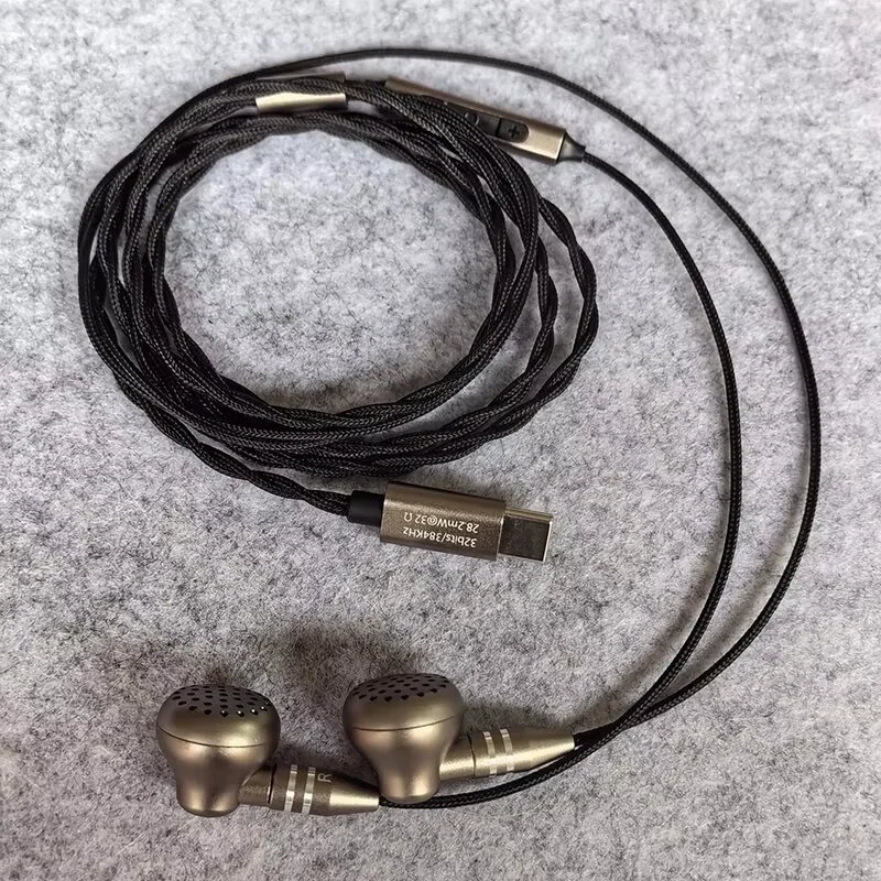 New LUN SHENG Flat Headphone Wired HIFI Supports 32bit 384khz Drive Circular Composite Dynamic Driver Type-c Plug MMCX