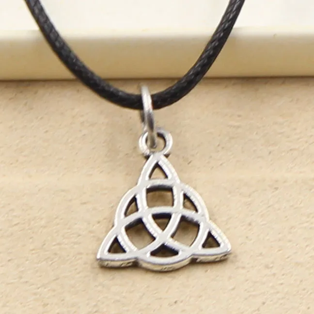 Fashion Irish Knot Amulet Talisman Necklace Pendant Women Jewelry Black Leather Punk Choker Leather Necklace Friendship Gift