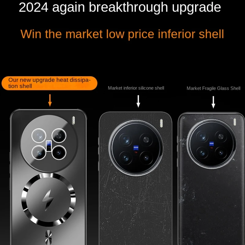 

Высококачественный магнитный чехол для телефона Vivo X200 Pro x200 Promini, стильная защита объектива с матовой отделкой и беспроводной зарядкой