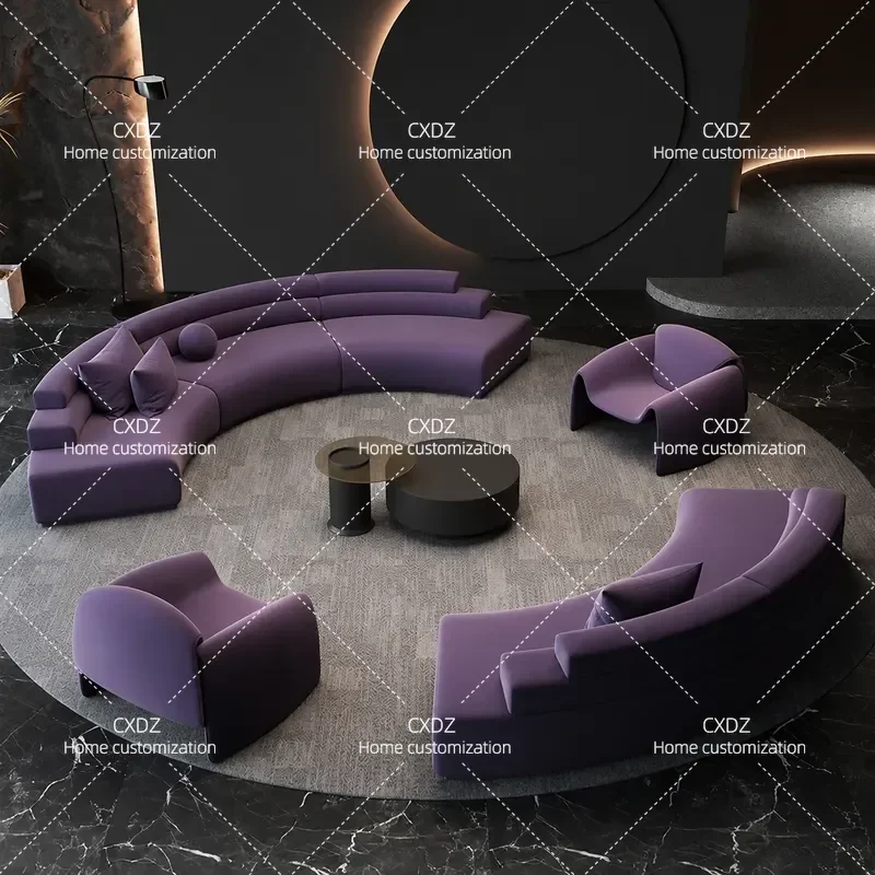 Semicircular Curved Sofa for Sales Office Beauty Salon Hotel Shop Premium Rest Area Reception and Negotiation