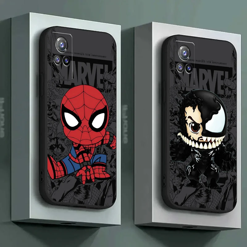 Avengers Spiderman Venom Phone Case For VIVO Y77 Y76S Y75 Y74S Y73 Y73S Y72 Y70S Y67 Y66 Y35 Y53 Y55 Pro Back Liquid Silicone