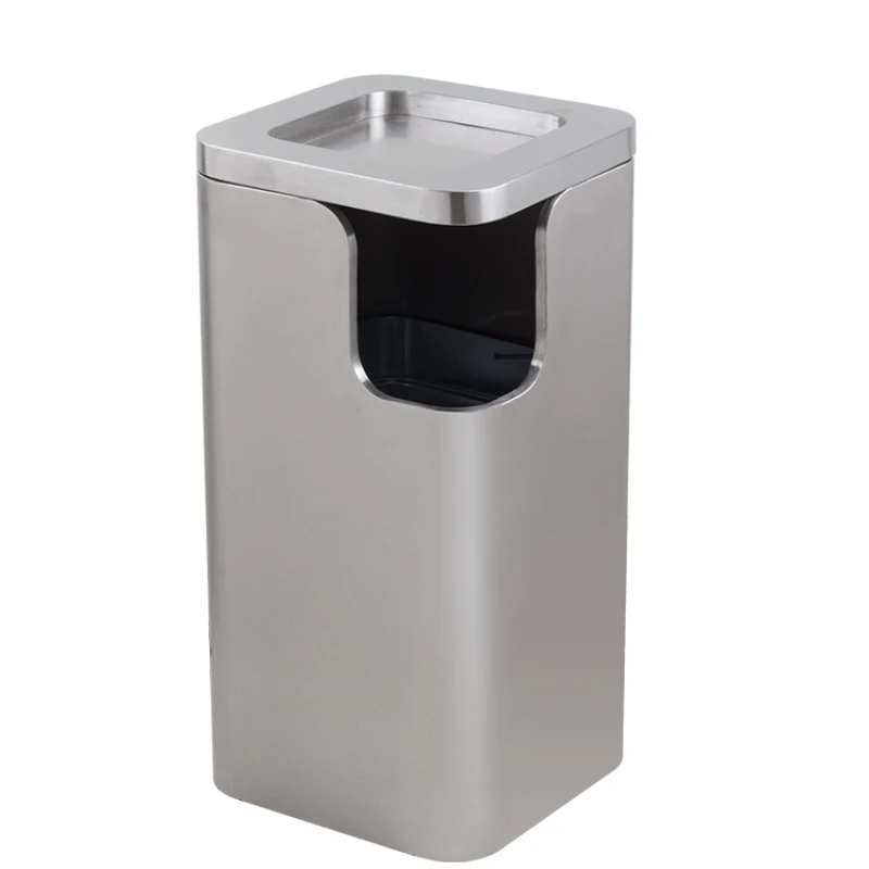 

TLL Stainless Steel Trash Can with Ashtray Trash Can Garbage Bin