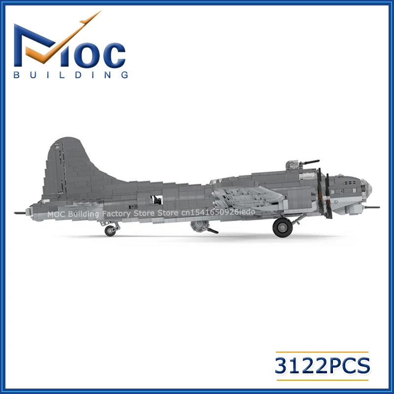Hot MOC Building Blocks Military Series Fighter Boeings B-17 Flying Fortress Model DIY Assembly Bricks Creative Toys Xmas Gifts