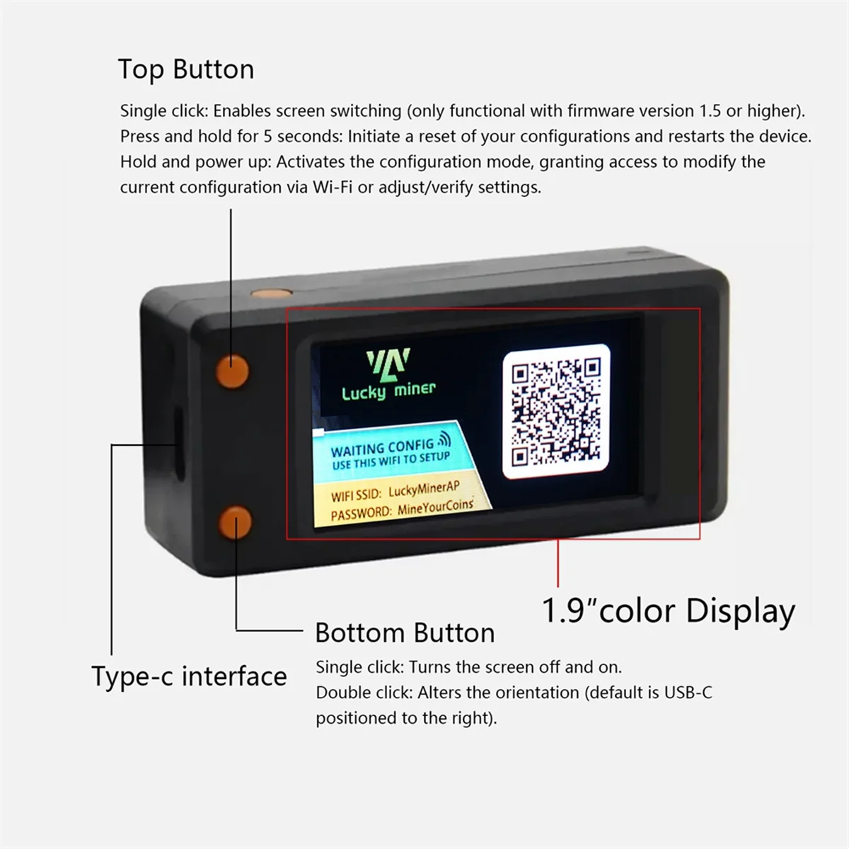 A44TFor Lucky Miner LV02 Bitcoin Miner 74KH/S SHA256 BTC سولو مينر اليانصيب جهاز التشفير مينر ASIC التعدين الصامت مينر